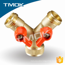 double female thread Y type brass magnetic locking ball valve with 2 lockable handle